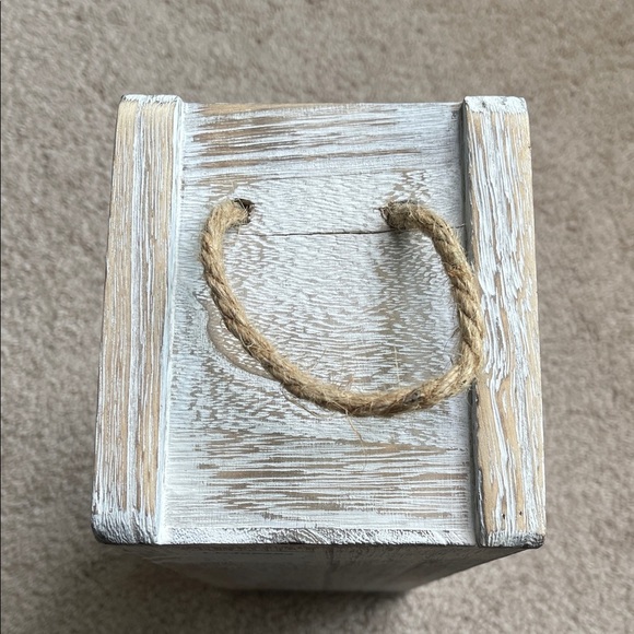 Rustic Wooden Box with Rope Handle - Picture 2 of 5